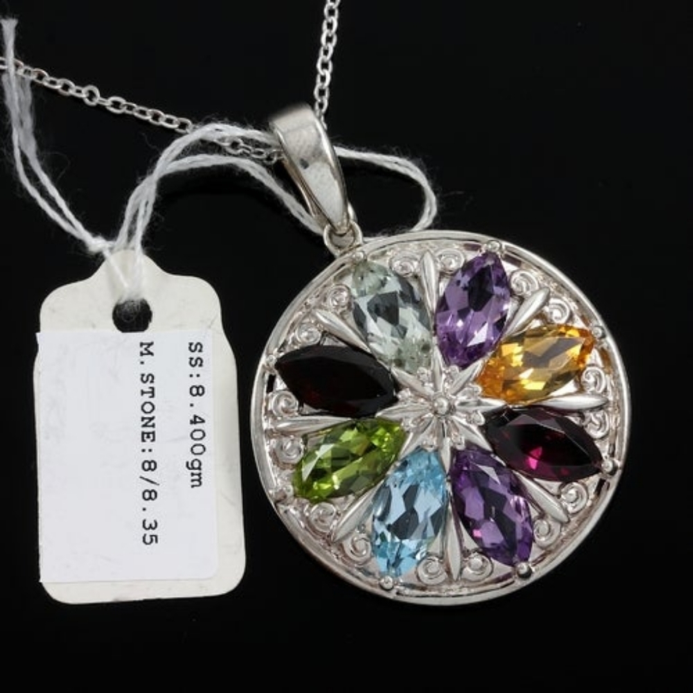 Queen Auth. Lorenzo 8.35 ctw Multi Color Gems Necklace - Picture 3 of 10